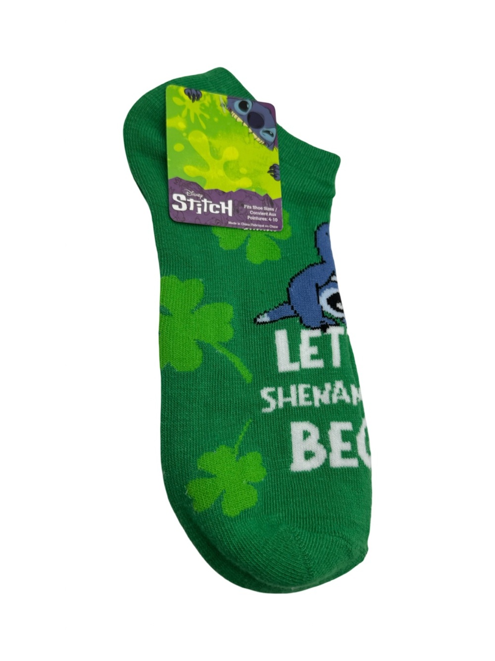 Disney Stitch St. Patrick's Day Ankle Socks Womens 4-10